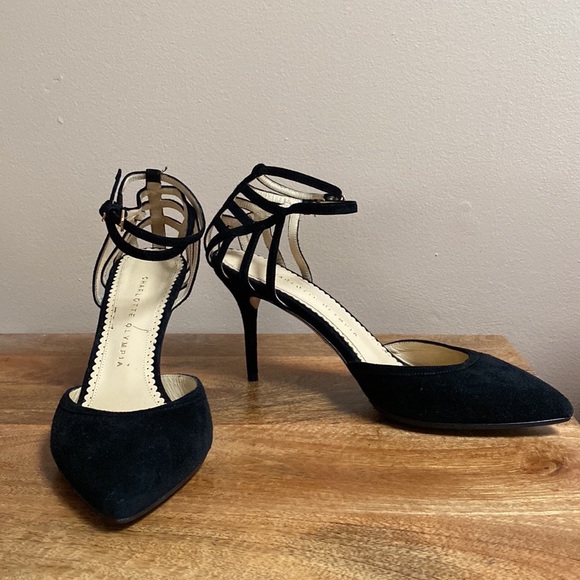 Charlotte Olympia Black Suede Aranea Spider Web d'Orsay Pump Heels Shoes - Picture 5 of 15